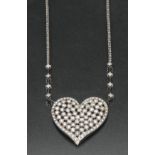 A contemporary certified 18ct white gold diamond heart necklace featuring,
