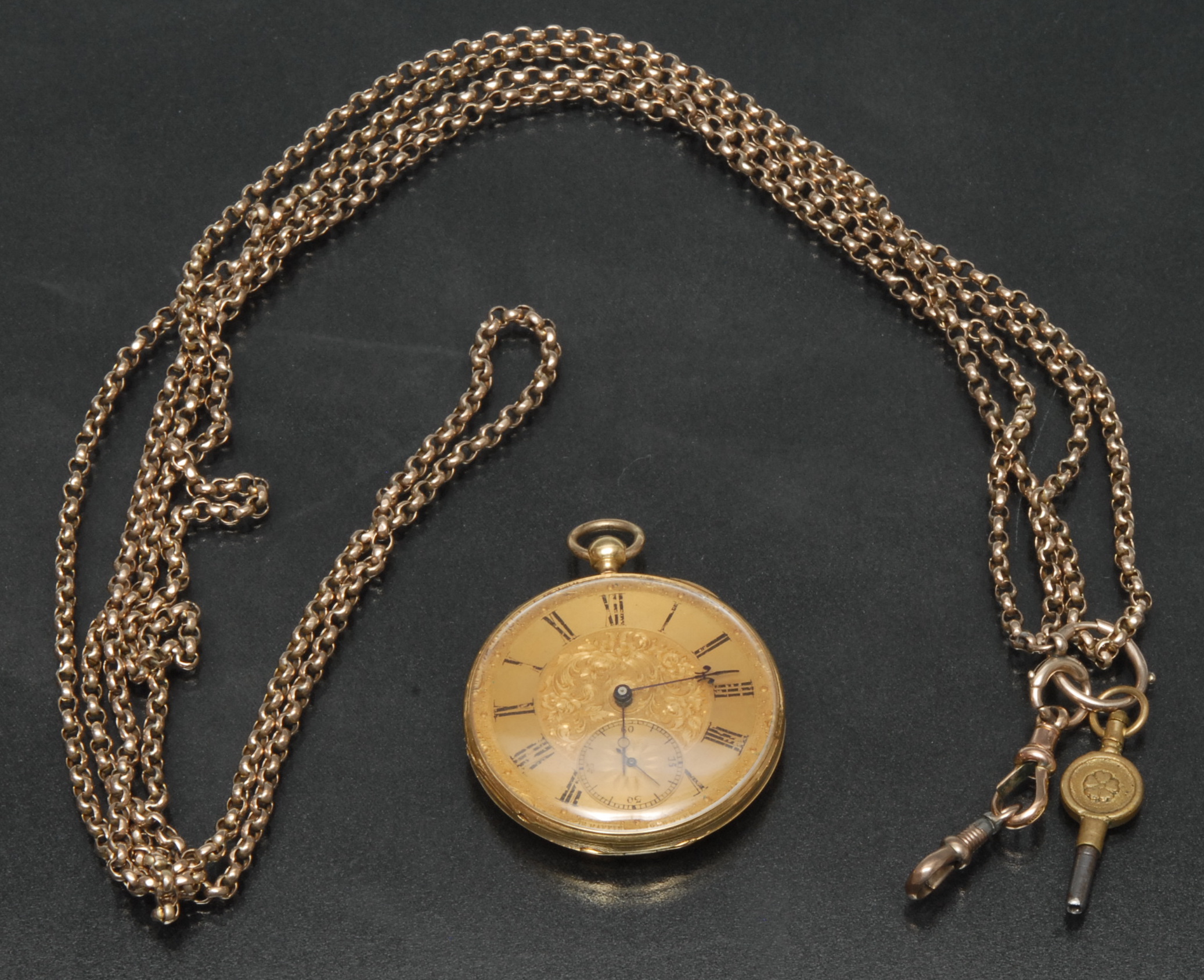 A 19th century continental yellow metal open face pocket watch, E Raffin Geneve,