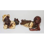 Franz Xaver Bergman (1861-1936) a pair of cold painted bronze models of a black boy and girl,