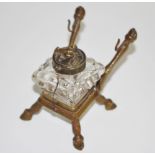 Equestrian Interest - a 19th century novelty inkwell, the stand with hoof feet and hoof pen rest,