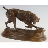 English School, a brown patinated bronzed model, of a Pointer, oval base,