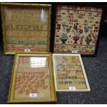 A late 19th century sampler, embroidered by Elizabeth Senior, aged 9, 1885, with alphabet,