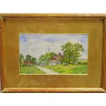 English School (20th century) English Village watercolour,