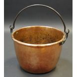 A 19th century copper fuel bin, roll top,. swing handle, 43cm diam, c.