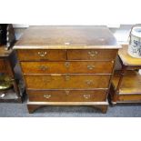 A William and Mary walnut rectangular chest,