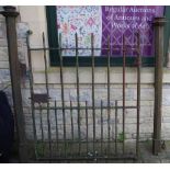 A wrought iron garden gate;