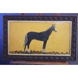 Naive School Black Horse with a White Stripe oil on board,