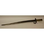 A 19th century French bayonet, the blade inscribed and dated 1869,