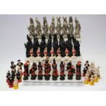 Chess - a novelty painted wooden chess set;