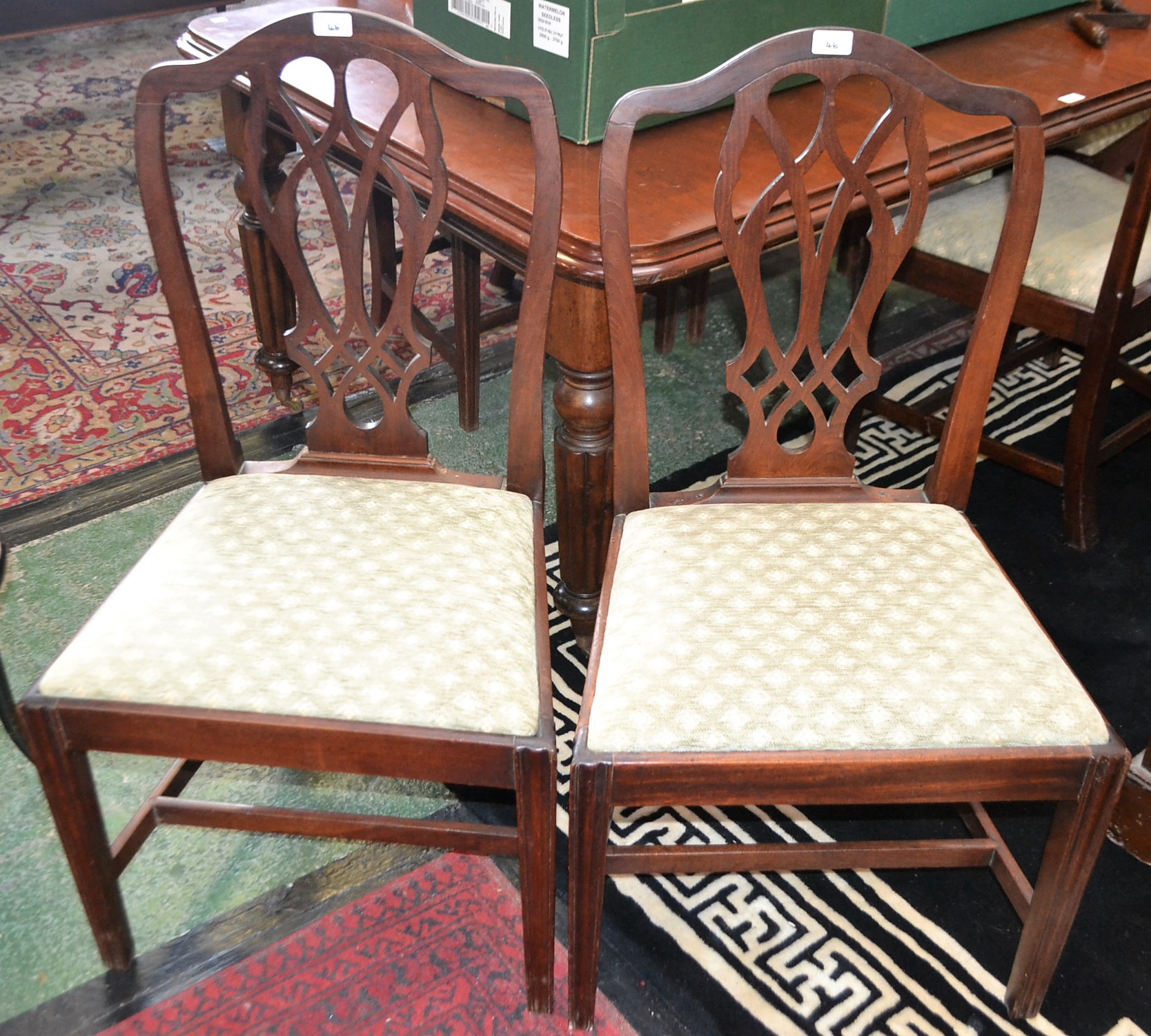 A set of six George III mahogany dining chairs, c.