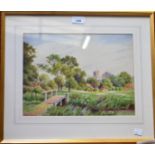 R Chamberlain Landscape, with cattle grazing signed, watercolour,