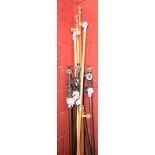 A long country house style curtain pole with loop hooks;