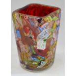 An Italian Murano glass square slab sided vase,