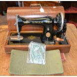 A Singer hand cranked sewing machine, no.