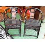 A pair of Chinese lacquered chairs,