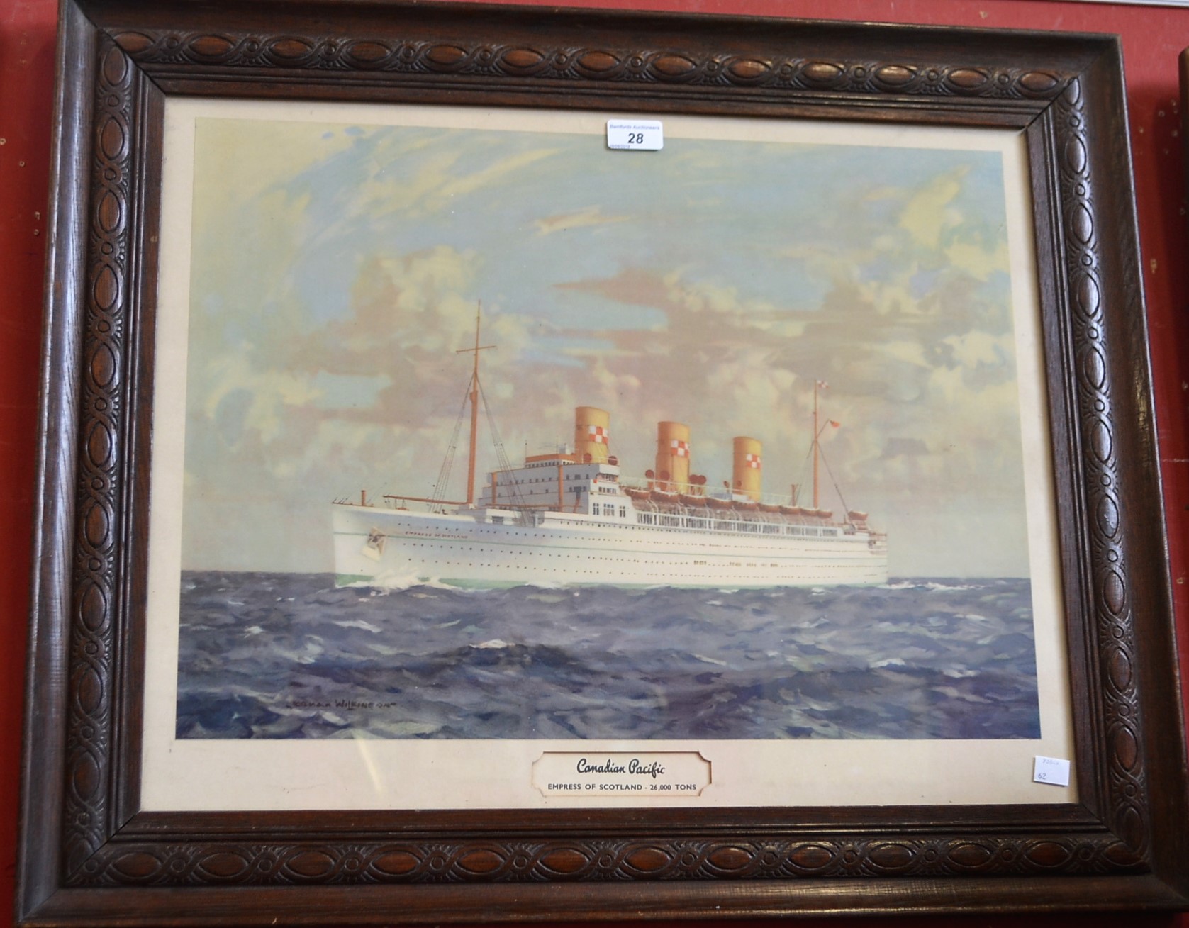 Shipping Interest - Canadian Pacific, Empress of Scotland, print, framed, 47.