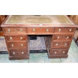 A Victorian mahogany twin pedestal 'partner's' desk,