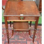 An Aesthetic Movement mahogany occasional table, moulded square top above a pierced frieze,