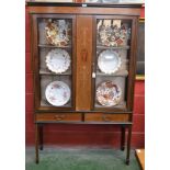 An Edwardian mahogany and marquetry display cabinet,