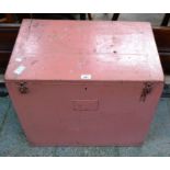 A mid-20th century painted trunk/chest, labelled Return When Empty To Ferranti Ltd,