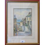 TH Victor Cherry Garden Street, Mousehole signed, watercolour,