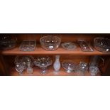 Glassware - a quantity including cake stands; a cheese stand and cover; a celery jar; bowls;