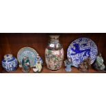 Ceramics - an early 20th century Chinese ginger jar and cover, blue and white,