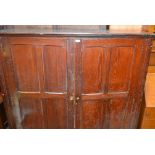 A 20th century scumbled pine railway style cabinet,