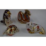 A Royal Crown Derby paperweight, Dragon; others, Harbour Seal, Tortoise, Platypus,