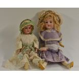 Dolls - an Armand Marseille 370 shoulder doll, M 40 X Dep, fixed grey eyes, open mouth, blond wig,