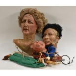 Stage Props - The Private World of Spike Milligan, rubber heads, Aunt Sally (Margaret Thatcher),