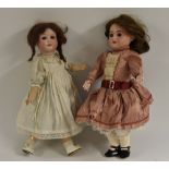 Dolls -an Armand Marseille 1894 bisque head girl doll, fixed brown eyes, open mouth ,