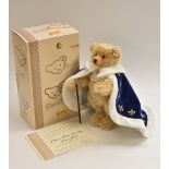 Steiff - a limited Edition Louis XIV Versailles Bear, gold plush body, blue and white robe,