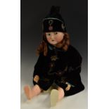 An early 20th century Kämmer & Reinhardt/Simon and Halbig porcelain head doll,