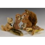 Steiff Animal Stuffed Toys - a vintage 1950s/60s Red Squirrel seated others Slo Tortoise,