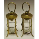 Industrial salvage - two brass industrial ceiling/table lights
