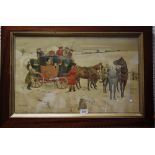 Victor Venner, after, a coloured print, Coach and Four,