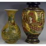 A Large Satsuma pottery vase, circa 1920, a large Lladro ovoid vase (2).