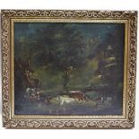 Continental School (early 19th century) Cattle and Figures, by a river oil on canvas,