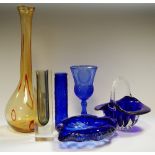 Coloured glass including Whitefriars type;