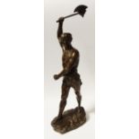 Georges Charles Coudray (French, 1883 - 1932), after, a brown patinated bronze, Young Barbarian,