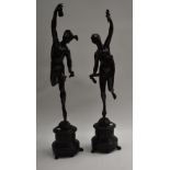 After Giambologna (Italian 19th century), a pair of dark patinated Grand Tour bronzes,