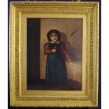 Continental School (19th century) Portrait of a Young Girl Holding a Flower oil on canvas,