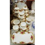 A Royal Albert Old Country Roses pattern tea service for 8