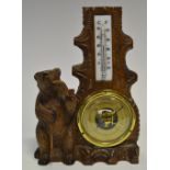 A Black Forest desk barometer and thermometer,