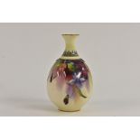 A Royal Worcester lobed quatrefoil bottle vase, painted with violets,