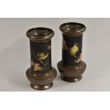 A pair of Bretby Arts and Crafts Cloisonne pattern cylindrical vases,