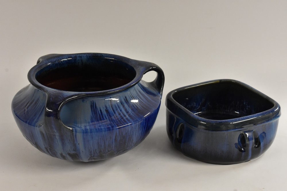 A Bourne Denby Danesby Ware Electric Blue pattern Stancliffe shape tyg of compressed ovoid form,