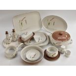 An unusual Denby Pink Wheat dinner service, designed by Albert Colledge, comprising vegetable dish,