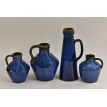 A Bourne Denby Danesby Ware Electric Blue pattern tapering cylindrical ribbed Middleton shape jug,